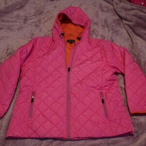 LAND'S END Pink Quilted Hooded Lightweight Jacket